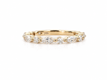 0.75 Ct Round & Marquise Diamond Wedding Band